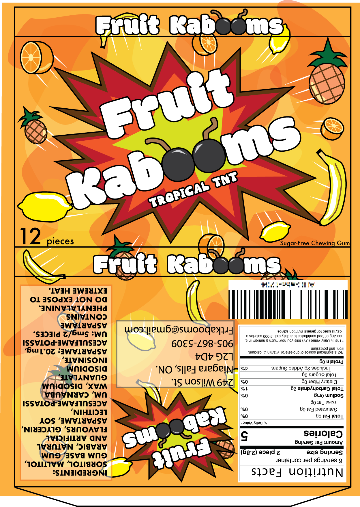 A brightly coloured gum package.